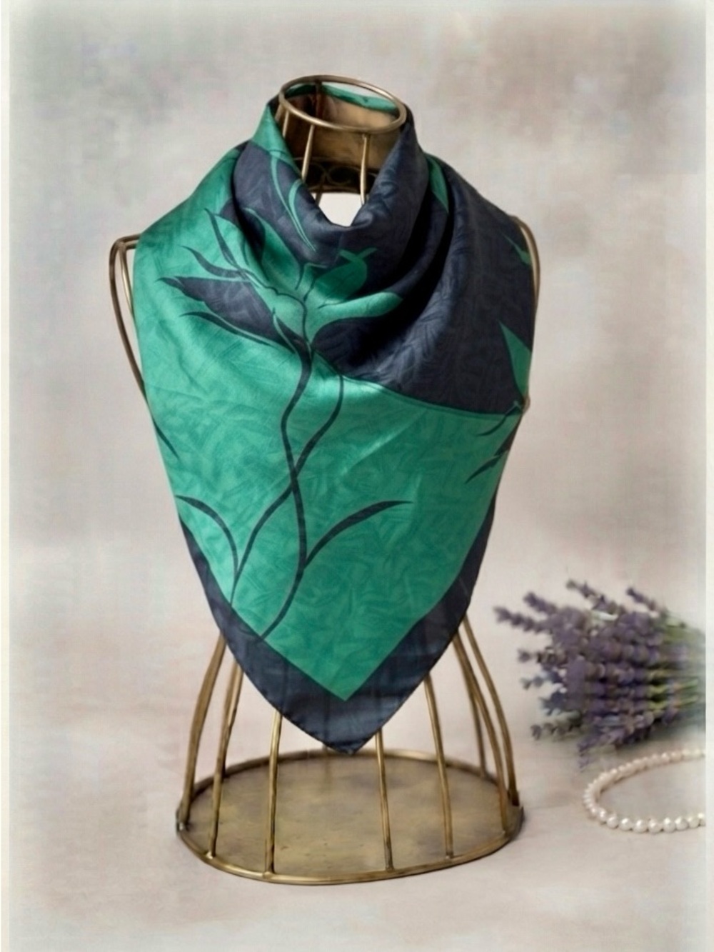 Vintage Pierre Cardin Paris Teal and Blue Sheen Scarf